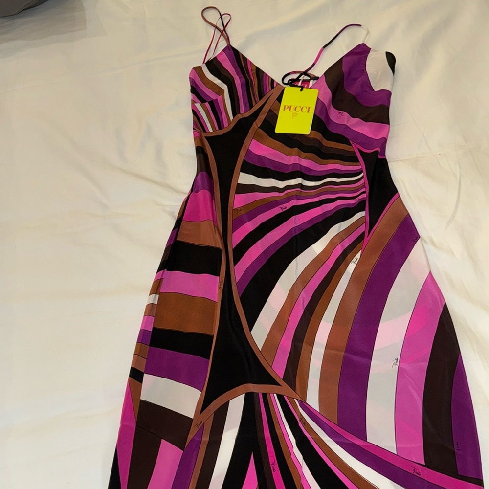 Emilio Pucci Pink and Brown Maxi Dress